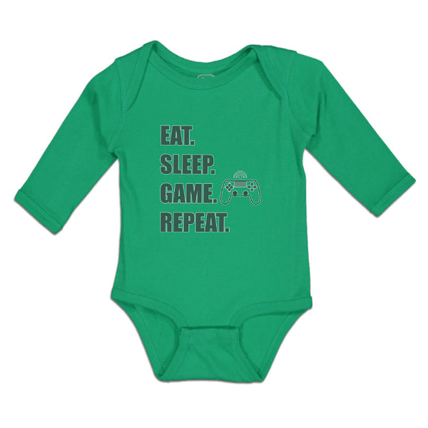 Long Sleeve Bodysuit Baby Eat. Sleep. Game. Repeat. Video Game Cotton - Cute Rascals