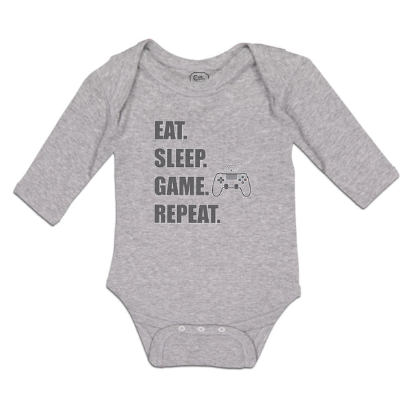 Long Sleeve Bodysuit Baby Eat. Sleep. Game. Repeat. Video Game Cotton - Cute Rascals