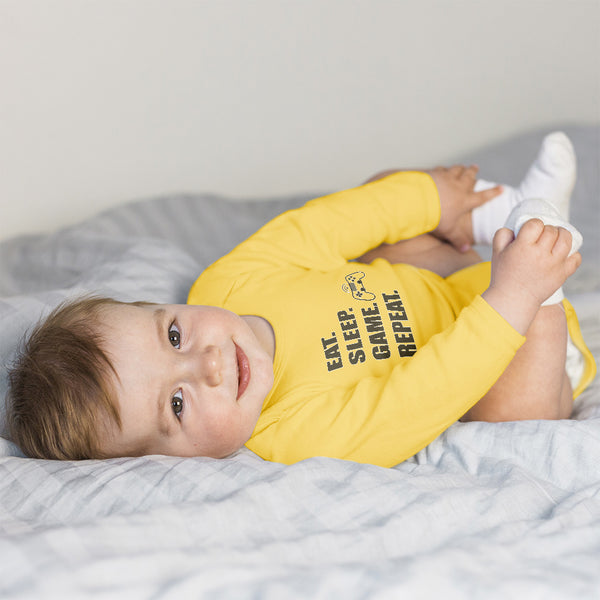 Long Sleeve Bodysuit Baby Eat. Sleep. Game. Repeat. Video Game Cotton - Cute Rascals