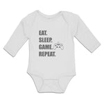 Long Sleeve Bodysuit Baby Eat. Sleep. Game. Repeat. Video Game Cotton - Cute Rascals