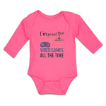Long Sleeve Bodysuit Baby I'M Proof Daddy Doesn'T Play Video Games Cotton