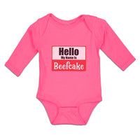 Long Sleeve Bodysuit Baby Hello My Name Is Beefcake Boy & Girl Clothes Cotton - Cute Rascals