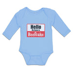 Long Sleeve Bodysuit Baby Hello My Name Is Beefcake Boy & Girl Clothes Cotton - Cute Rascals
