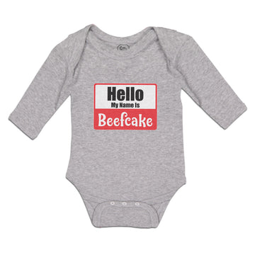 Long Sleeve Bodysuit Baby Hello My Name Is Beefcake Boy & Girl Clothes Cotton