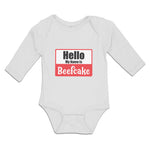 Long Sleeve Bodysuit Baby Hello My Name Is Beefcake Boy & Girl Clothes Cotton - Cute Rascals