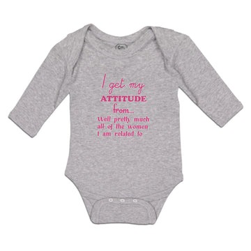 Long Sleeve Bodysuit Baby My Attitude from Pretty Women Am Related Cotton