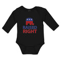 Long Sleeve Bodysuit Baby Raised Right with An American Republican Flag Cotton