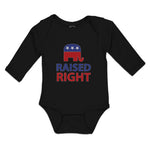 Long Sleeve Bodysuit Baby Raised Right with An American Republican Flag Cotton
