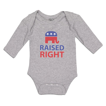 Long Sleeve Bodysuit Baby Raised Right with An American Republican Flag Cotton