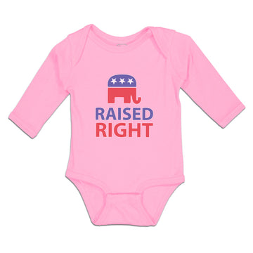 Long Sleeve Bodysuit Baby Raised Right with An American Republican Flag Cotton