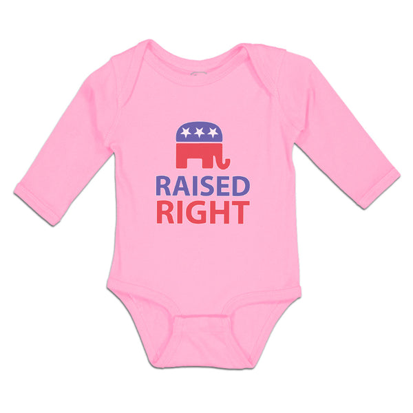 Long Sleeve Bodysuit Baby Raised Right with An American Republican Flag Cotton