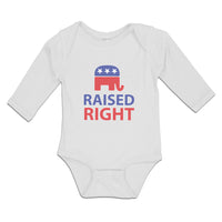 Long Sleeve Bodysuit Baby Raised Right with An American Republican Flag Cotton