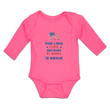 Long Sleeve Bodysuit Baby Our Free My Mommy Brave Country Flag Star Cotton