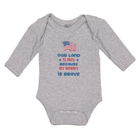 Long Sleeve Bodysuit Baby Our Free My Mommy Brave Country Flag Star Cotton