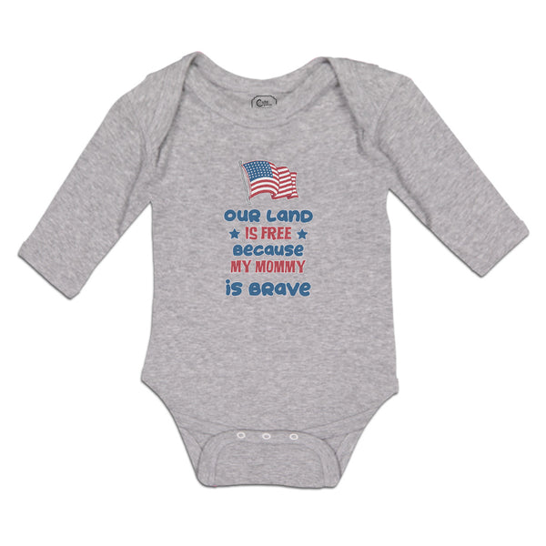 Long Sleeve Bodysuit Baby Our Free My Mommy Brave Country Flag Star Cotton