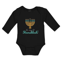 Long Sleeve Bodysuit Baby It's 1St Hanukkah! Menorah Candle Stand 9 Cotton