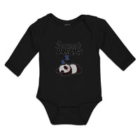 Long Sleeve Bodysuit Baby Sweets Dreams Toy Panda Sleeping with Hands up Cotton