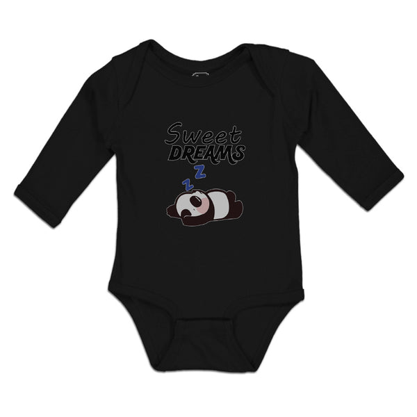 Long Sleeve Bodysuit Baby Sweets Dreams Toy Panda Sleeping with Hands up Cotton