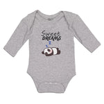 Long Sleeve Bodysuit Baby Sweets Dreams Toy Panda Sleeping with Hands up Cotton