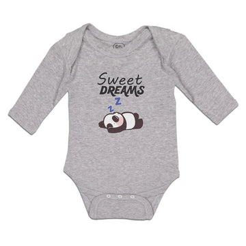 Long Sleeve Bodysuit Baby Sweets Dreams Toy Panda Sleeping with Hands up Cotton