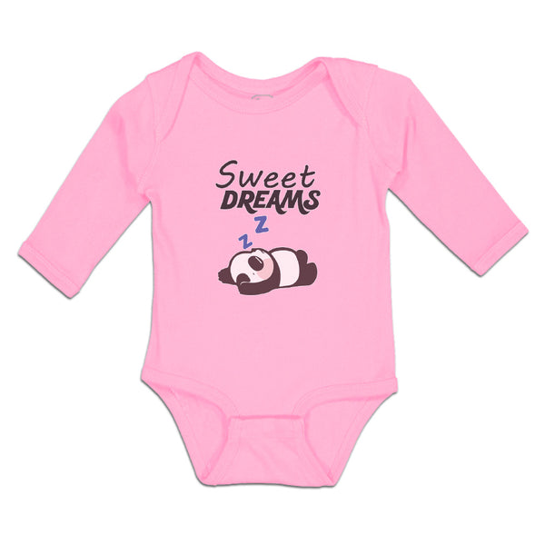 Long Sleeve Bodysuit Baby Sweets Dreams Toy Panda Sleeping with Hands up Cotton