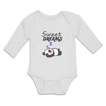 Long Sleeve Bodysuit Baby Sweets Dreams Toy Panda Sleeping with Hands up Cotton