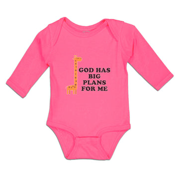 Long Sleeve Bodysuit Baby God Has Big Plans for Me Giraffe Wild Animal Cotton