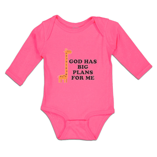 Long Sleeve Bodysuit Baby God Has Big Plans for Me Giraffe Wild Animal Cotton - Cute Rascals