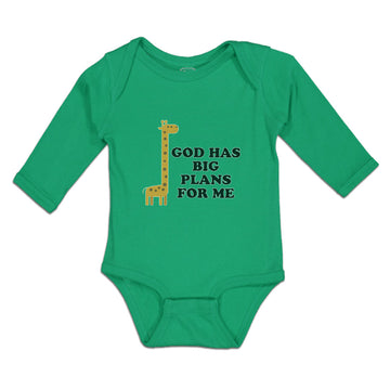 Long Sleeve Bodysuit Baby God Has Big Plans for Me Giraffe Wild Animal Cotton