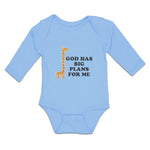 Long Sleeve Bodysuit Baby God Has Big Plans for Me Giraffe Wild Animal Cotton - Cute Rascals