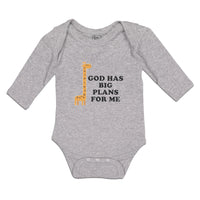 Long Sleeve Bodysuit Baby God Has Big Plans for Me Giraffe Wild Animal Cotton - Cute Rascals