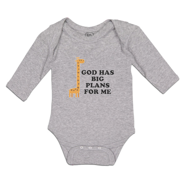 Long Sleeve Bodysuit Baby God Has Big Plans for Me Giraffe Wild Animal Cotton - Cute Rascals