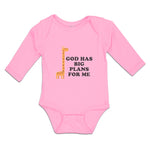Long Sleeve Bodysuit Baby God Has Big Plans for Me Giraffe Wild Animal Cotton - Cute Rascals