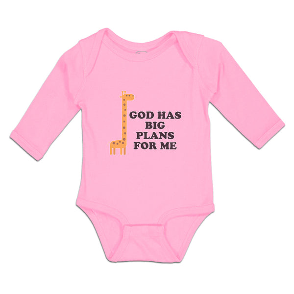 Long Sleeve Bodysuit Baby God Has Big Plans for Me Giraffe Wild Animal Cotton - Cute Rascals
