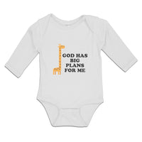 Long Sleeve Bodysuit Baby God Has Big Plans for Me Giraffe Wild Animal Cotton - Cute Rascals