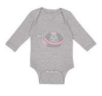 Long Sleeve Bodysuit Baby Pink and Grey Turtle Funny Boy & Girl Clothes Cotton
