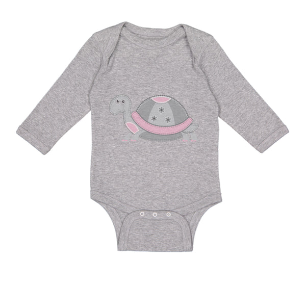 Long Sleeve Bodysuit Baby Pink and Grey Turtle Funny Boy & Girl Clothes Cotton