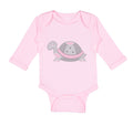 Long Sleeve Bodysuit Baby Pink and Grey Turtle Funny Boy & Girl Clothes Cotton