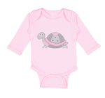 Long Sleeve Bodysuit Baby Pink and Grey Turtle Funny Boy & Girl Clothes Cotton