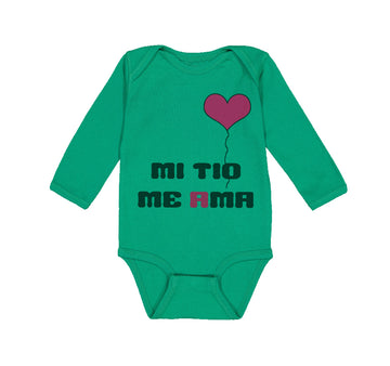 Long Sleeve Bodysuit Baby Spanish Mi Tio Me Ama Mu Uncle Loves Me B Cotton
