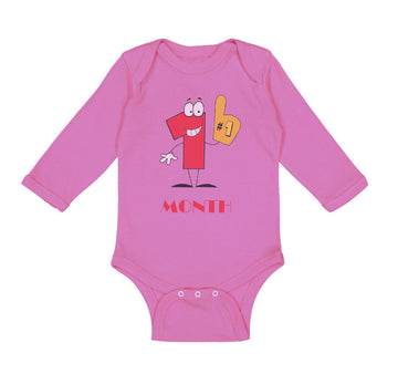 Long Sleeve Bodysuit Baby Number 1 Month Birthday Funny Humor Boy & Girl Clothes