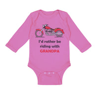 Long Sleeve Bodysuit Baby I'D Grandpa Biking Bike Grandfather Dad Cotton