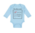 Long Sleeve Bodysuit Baby To Do List Crap Pants Nap Stuck Titties Funny Humor