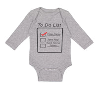 Long Sleeve Bodysuit Baby To Do List Crap Pants Nap Stuck Titties Funny Humor