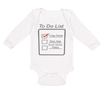 Long Sleeve Bodysuit Baby To Do List Crap Pants Nap Stuck Titties Funny Humor