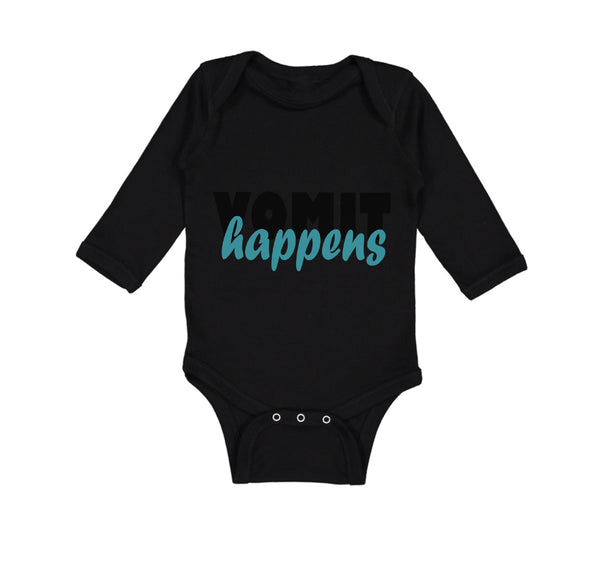 Long Sleeve Bodysuit Baby Vomit Happens Funny Humor Boy & Girl Clothes Cotton