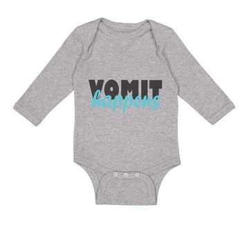 Long Sleeve Bodysuit Baby Vomit Happens Funny Humor Boy & Girl Clothes Cotton