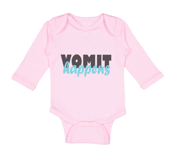 Long Sleeve Bodysuit Baby Vomit Happens Funny Humor Boy & Girl Clothes Cotton