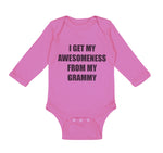 Long Sleeve Bodysuit Baby My Awesomeness Grammy Grandmother Grandma B Cotton