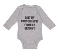 Long Sleeve Bodysuit Baby My Awesomeness Grammy Grandmother Grandma B Cotton